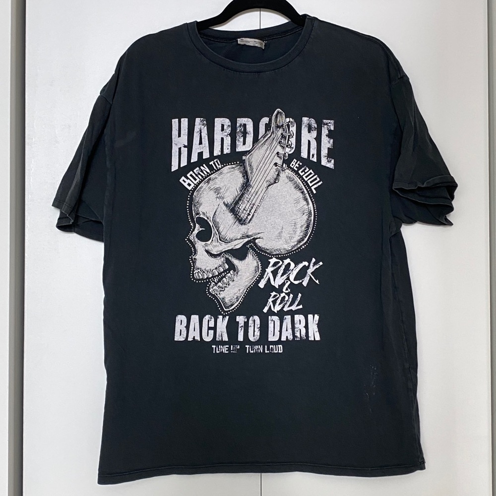 Zara Rock Skull Back to dark Bling Oversize shirt